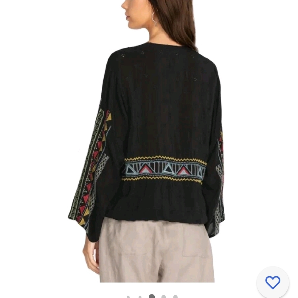 Johnny Was Black Sheer Blouse - Picture 3 of 6